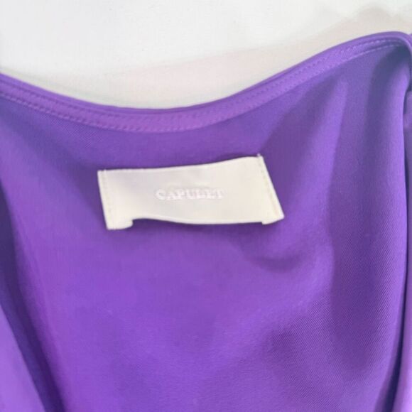 Capulet Bodysuit Womens Small Purple Long Sleeve Deep V Neck Snap Crotch  Blouse - Picture 7 of 11